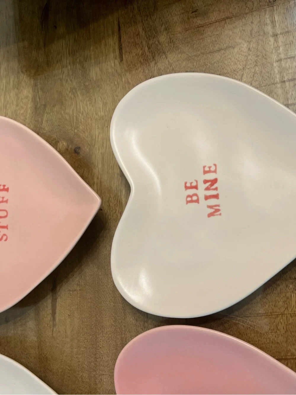 Pottery Barn Heart Trinket or snack dessert Dishes in Pink and White - Set of 4
